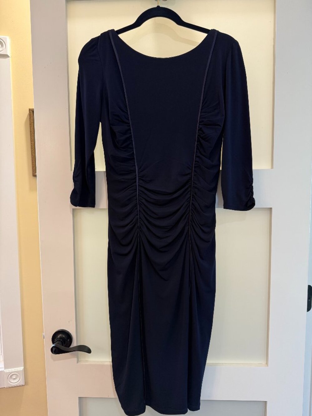 Dress Barn Dark Navy Blue Stretch Jersey Fabric with a Smooth Matte Finish